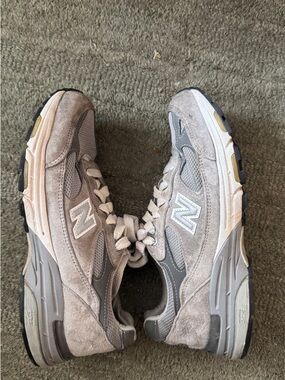 New Balance Light Grey and White Suede Sneakers